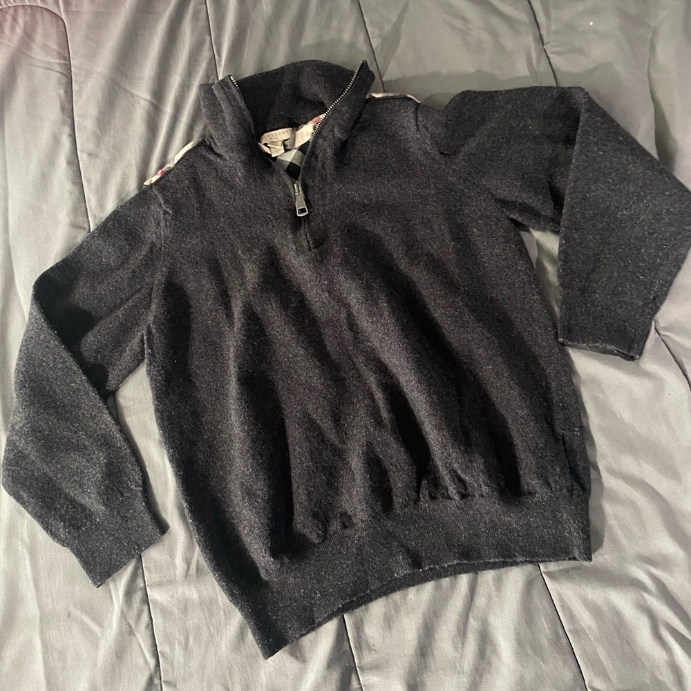 Burberry Gray Quarter-Zip Sweater